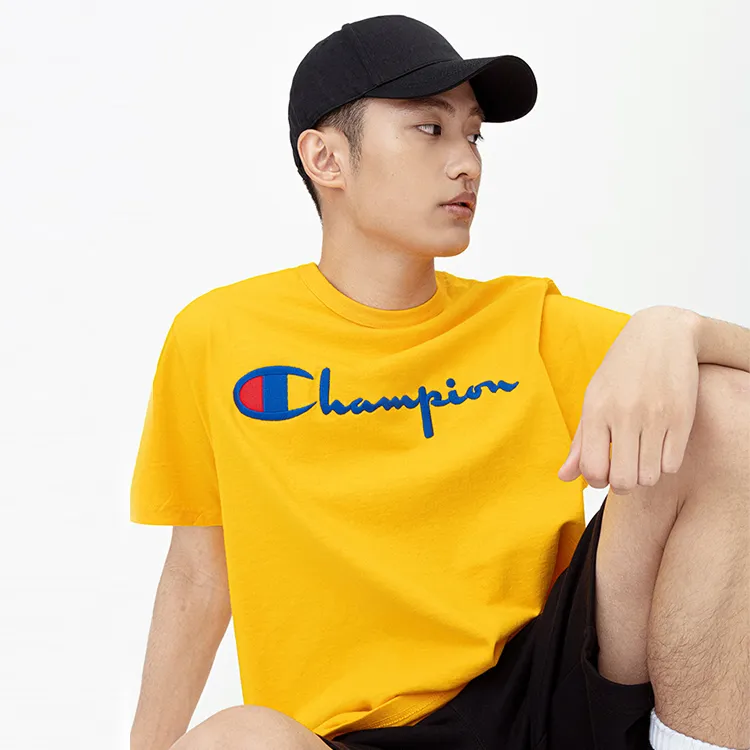Champion Short Sleeved T Shirt US Version Unisex Gold-3