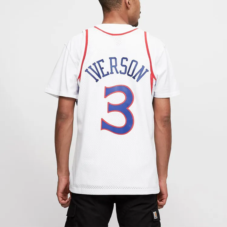 Mitchell & Ness Philadelphia 76ers Home 1996 97 Allen Iverson Swingman Jersey-3