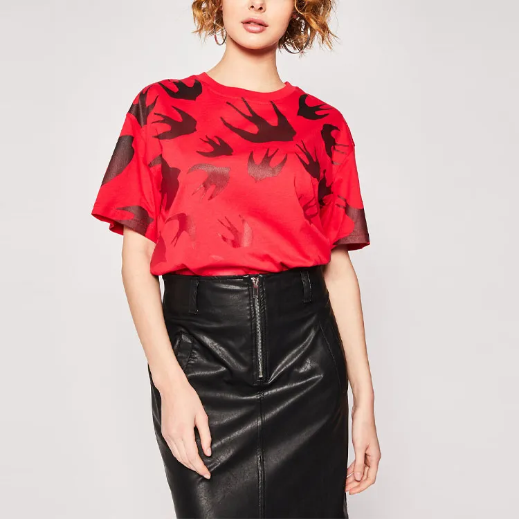 McQ Alexander McQueen T Shirts Women's Red-3