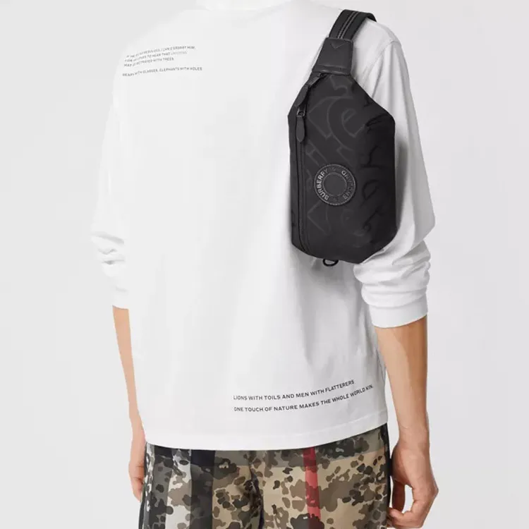 Burberry Monogram Cotton Shoulder Bag, Crossbody Bag, Sling Bag, Fanny Pack Regular Men's Black-4