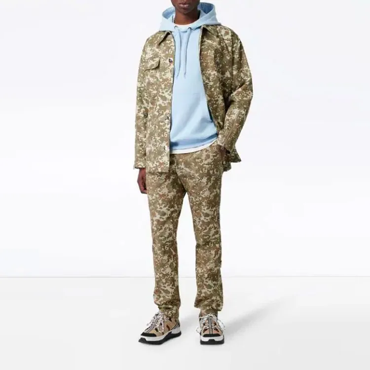 Burberry Monogram Print Stripe Detail Cotton Trousers-2