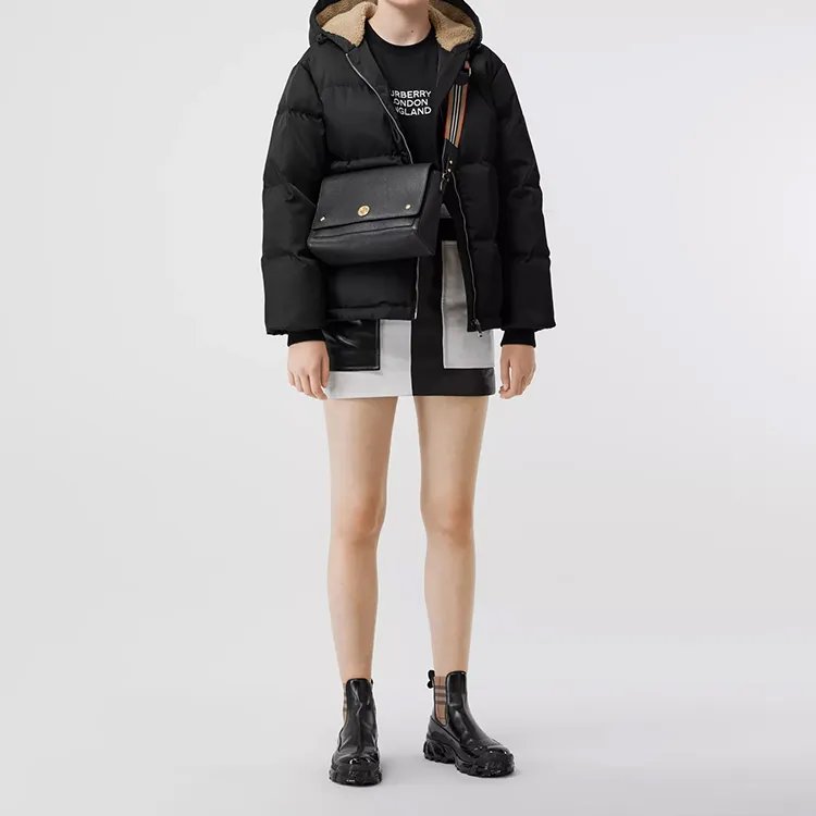 Burberry Note Calfskin Messenger Bag Shoulder Bag Crossbody Bag Regular Women's Black-7