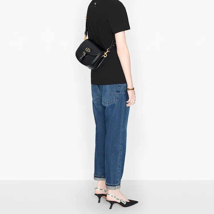 DIOR Bobby Smooth Cow Leather Shoulder Bag, Crossbody Bag Medium Size Women's Black-7