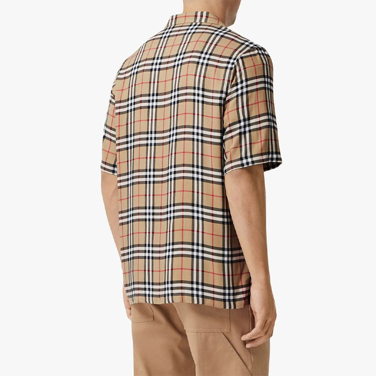 希少✨️着丈123 バーバリー ステンカラーコート シャドーホース 襟裏チェック Burberry Mens Check Twill Single-Breasted Short Sleeve Shirt