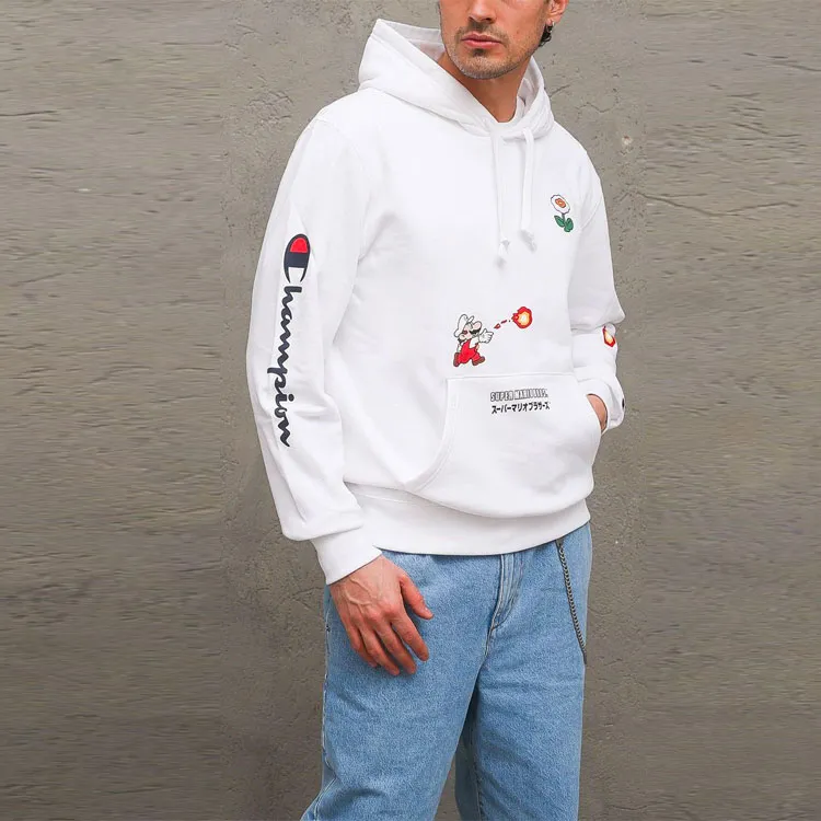 Champion x Nintendo Hooded Loose Fit Sweatshirt Unisex White-5