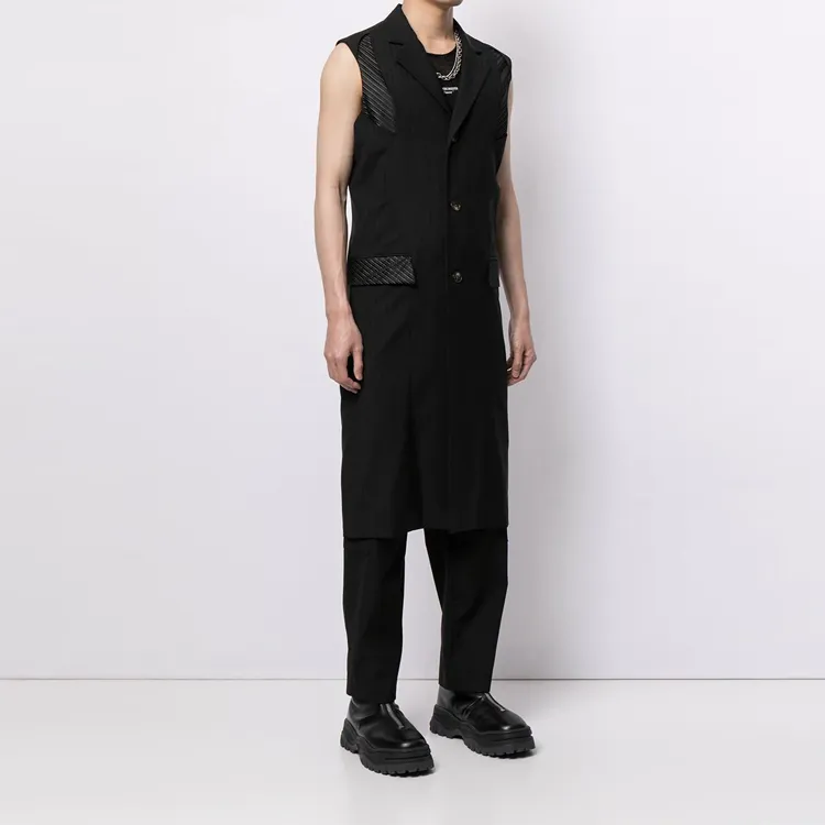 marine serre Panelled-pinstripe Sleeveless Overcoat-2