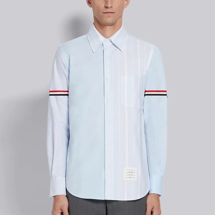 THOM BROWNE Shirts Men Light Blue-3