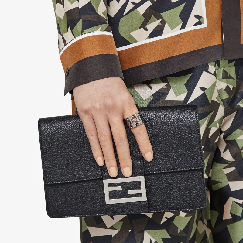 FENDI Calfskin Clutch Small Size Men's Black-3