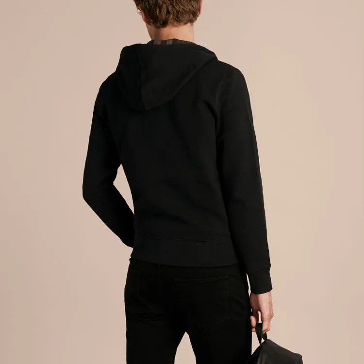 Burberry Men Clarendon Check Hooded Zip-Up Hoodie Black/Grey-3