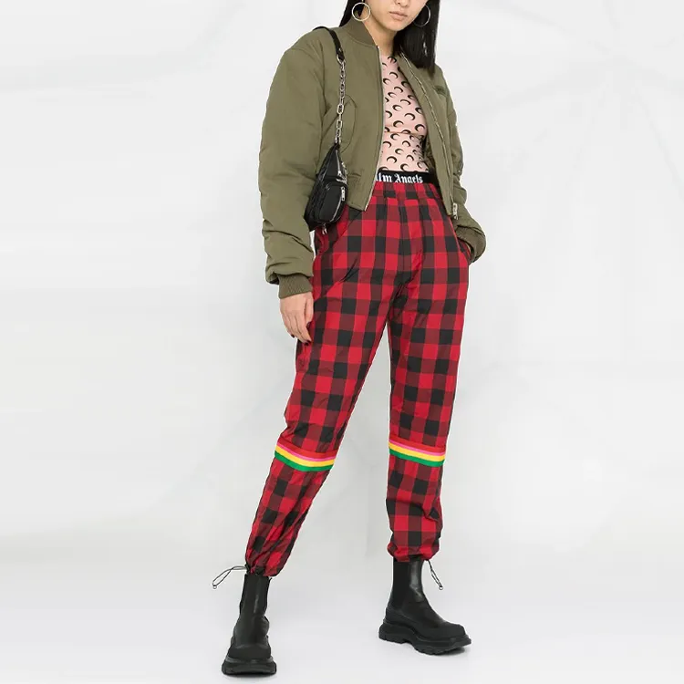 PALM ANGELS Buffalo check 'Red' Track Pants-1