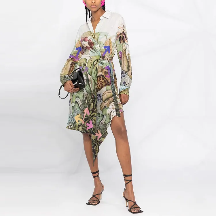 OFF WHITE Botanical print Shirt Dress-1