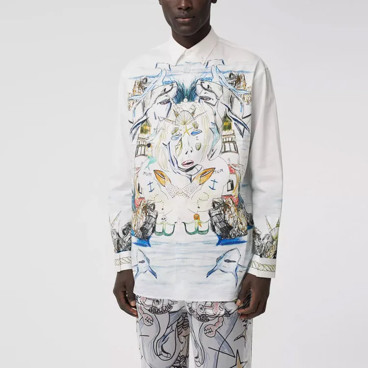 Burberry Printed Long Sleeve Button Down-4