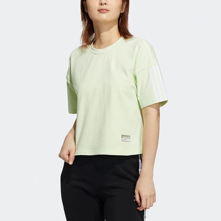 Adidas Originals Crop Tops Women's Light Pink Green-2