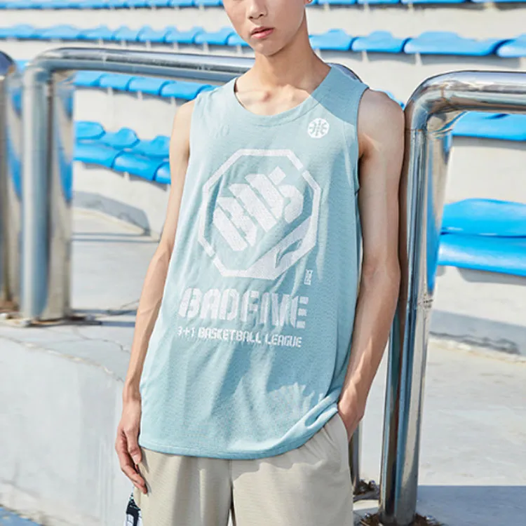 LiNing Basketball Jerseys Men's Lake Gray Blue-2