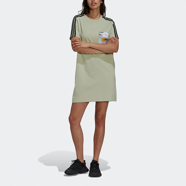 Adidas Originals Short Sleeved Dresses Women's Green-1