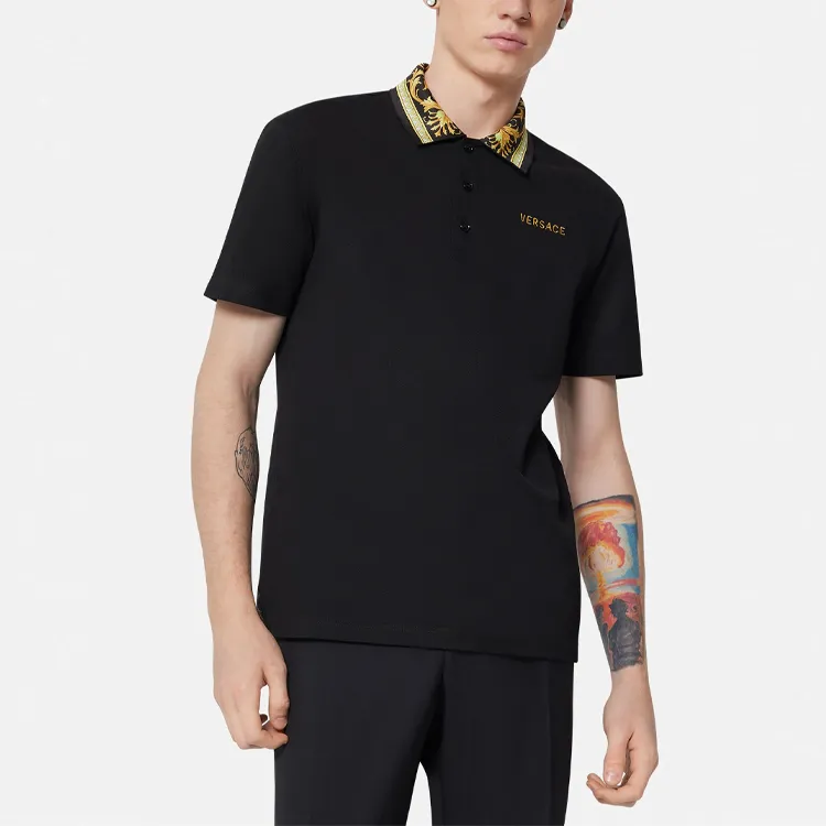 VERSACE Polo Shirts Men Black-2