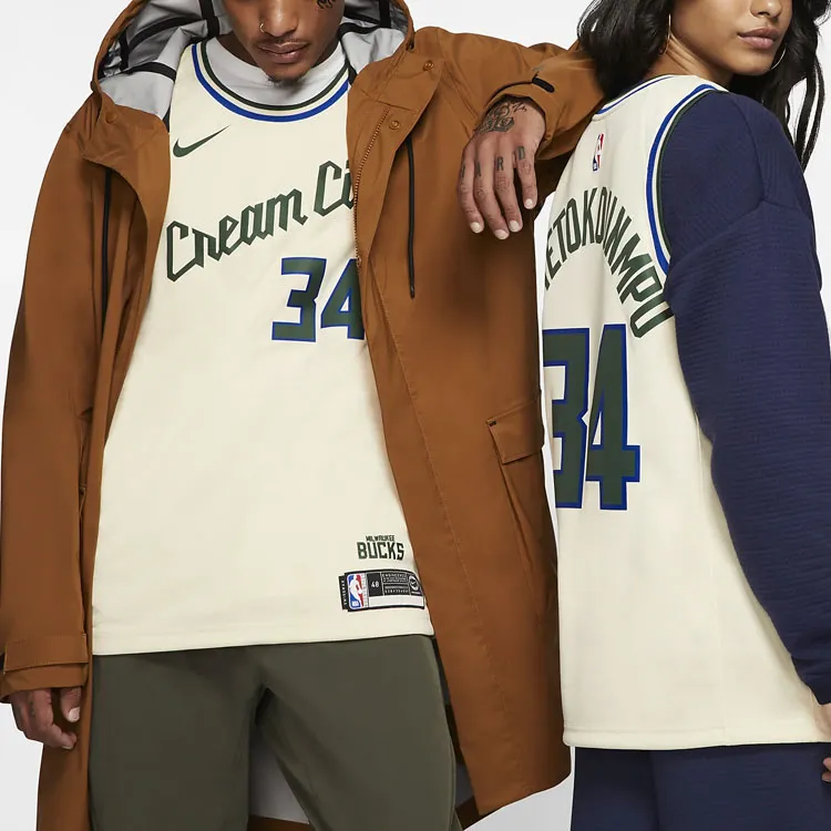 Nike Nike X NBA Basketball Jerseys Men's Beige-5