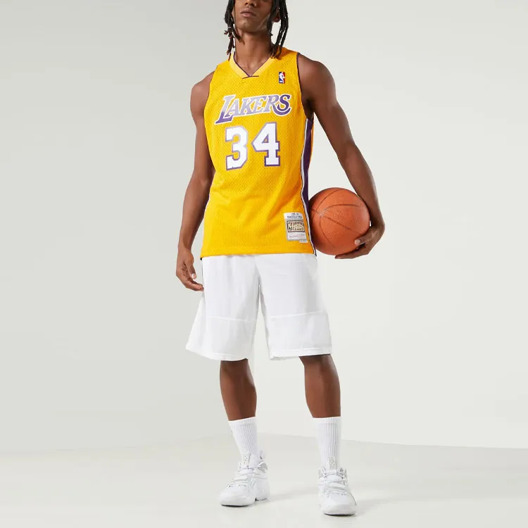 Mitchell & Ness Los Angeles Lakers Home 1999 00 Shaquille O'Neal Swingman Jersey-2