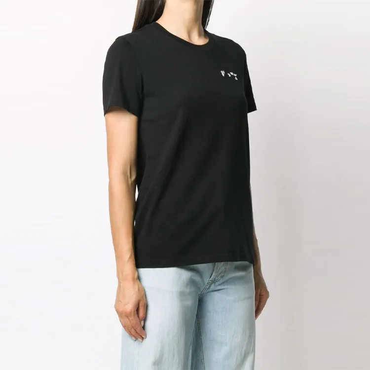 OFF WHITE Logo Print Casual Tee Black-1