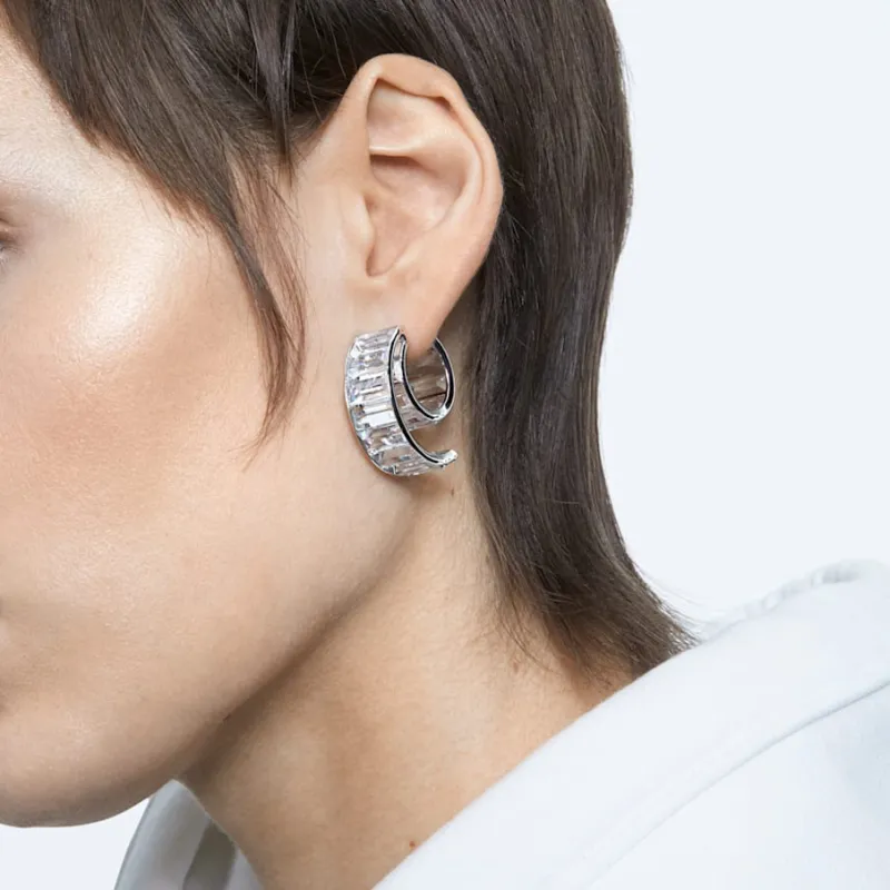 Swarovski Matrix Earrings Women's Silver-2