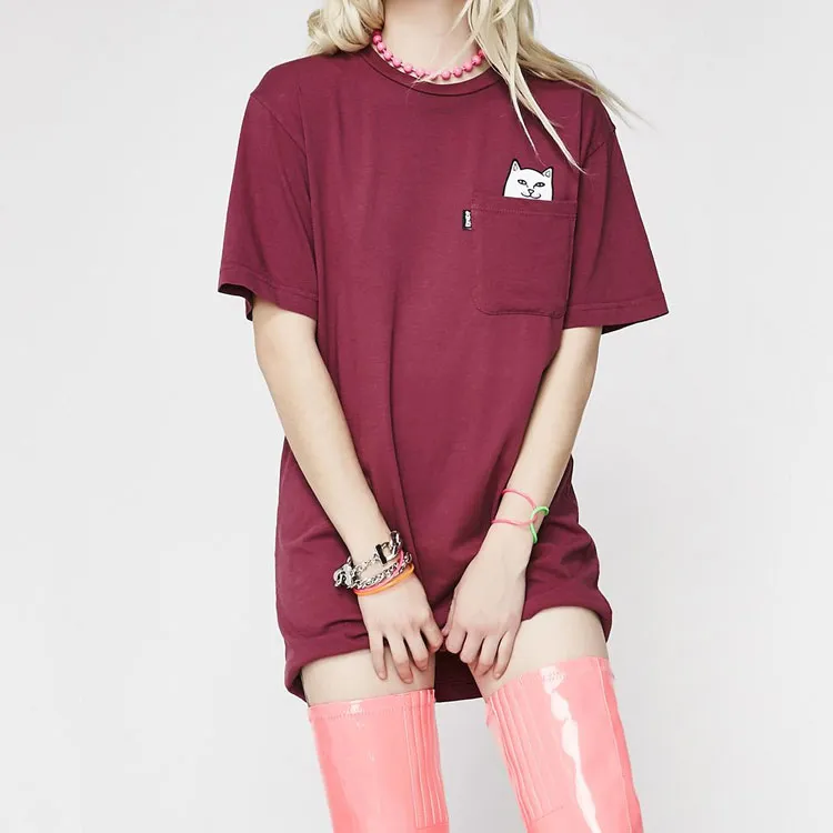 RIPNDIP Crew Neck Fitted Straight Short Sleeved T Shirt Unisex Burgundy-3