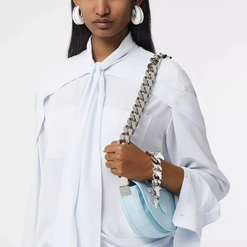 Burberry Sheepskin Shoulder Bag Crescent Bag Handbag Shoulder Bag Women's Light Blue-6