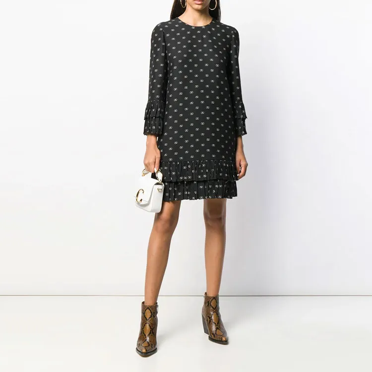 Valentino Long Sleeved Dresses Women's Black-1