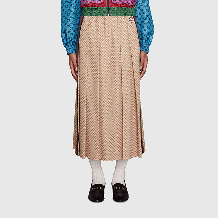 GUCCI Web Stripe Gg Logo Print Skirt-1