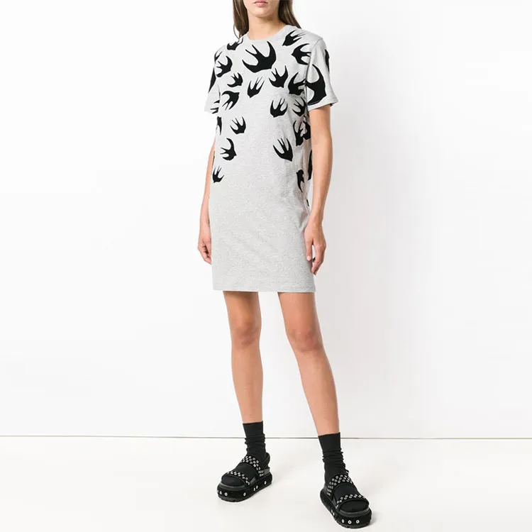 McQ Alexander McQueen Short Sleeved Dresses Women's Light Gray-1