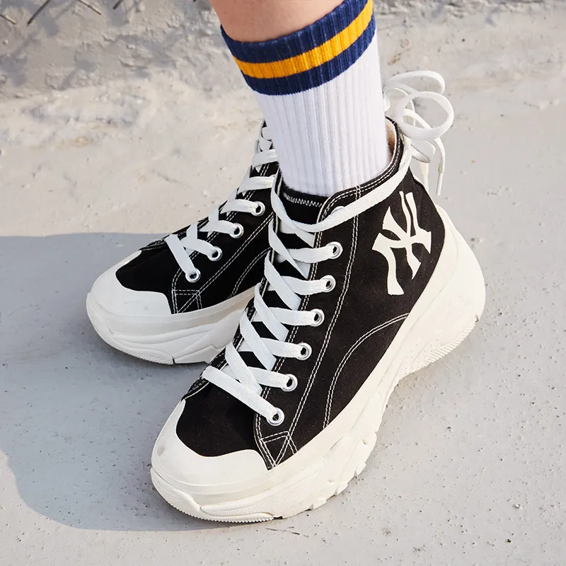 MLB Chunky High Canvas Shoes Unisex High Top Black-6