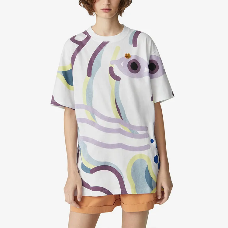 KENZO T-Shirts Women's White Purple-2