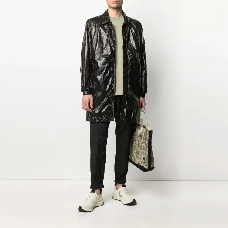 STONE ISLAND Trench Coat Men's Black-1