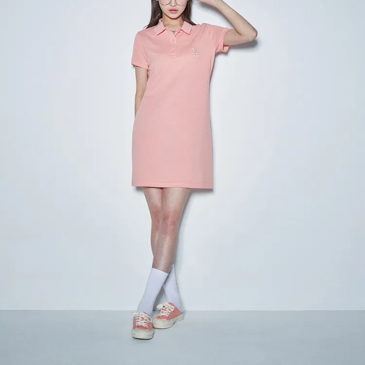 MLB Short Sleeved Dresses Women's Pink-3