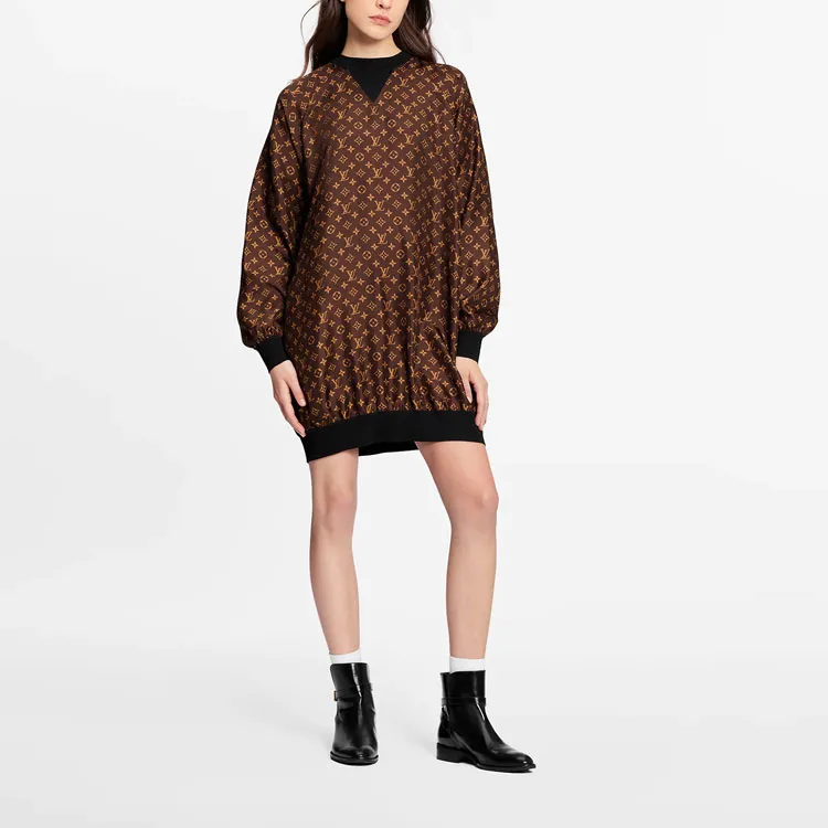 LOUIS VUITTON New Quarterly Products Of LV Long Sleeved Dresses Women's Brown-1