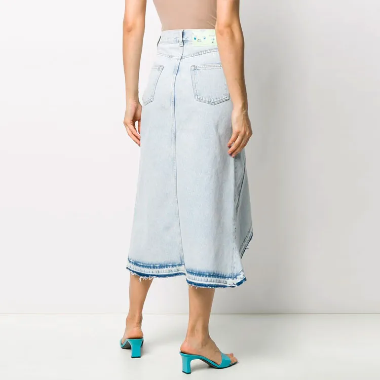 OFF-WHITE SS21 Denim Long Skirts Women's Blue-3