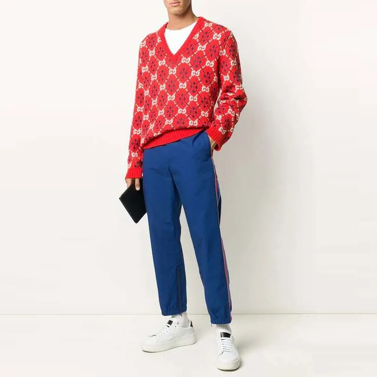 GUCCI Knitted Sports Pants Men's Blue-1