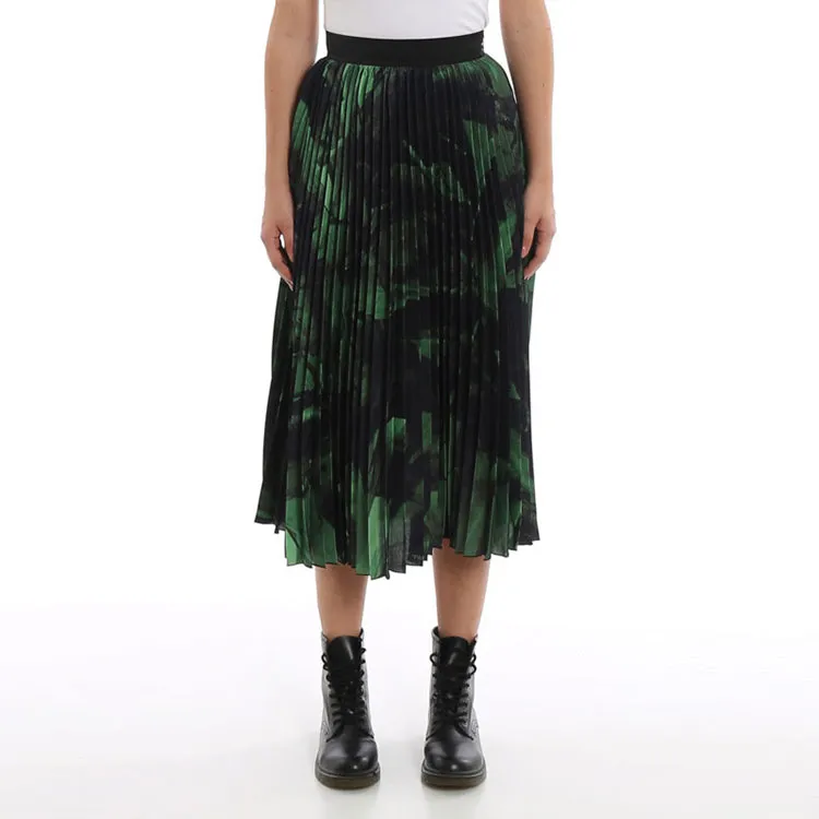 OFF WHITE Brushstroke Plisse Skirt Black/Green-4