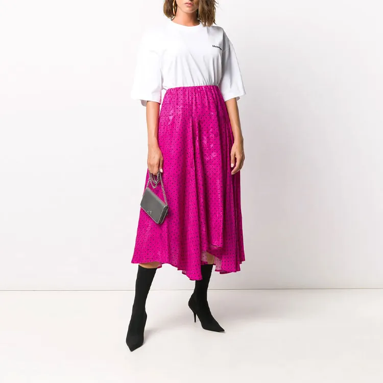 Balenciaga SS21 Casual Long Skirt Women's Rose Red-1