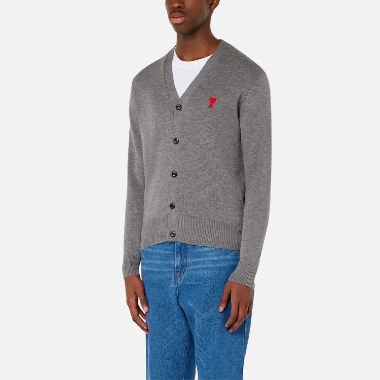 Ami Paris Ami De Coeur Extrafine Merino Wool Cardigan-4