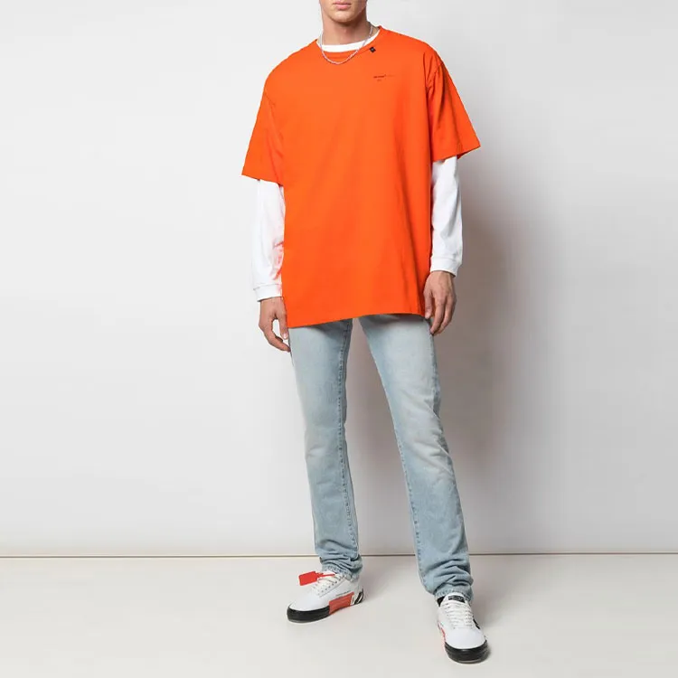 OFF WHITE Oversized Abstract Arrows Embroidered T Shirt-3