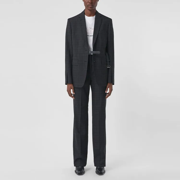Burberry Check Wool Tailored Trousers-1