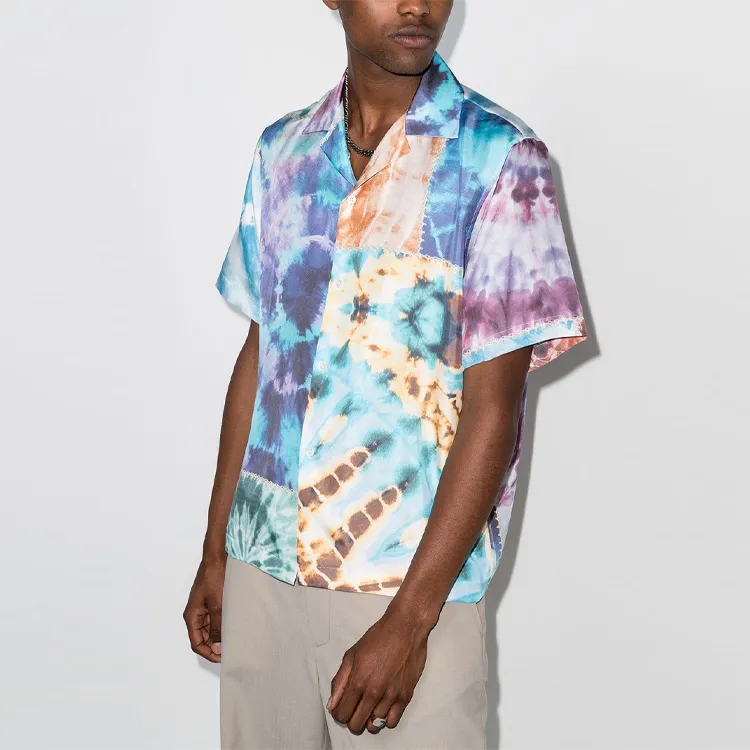 AMIRI Tie Dye Patchwork Silk Shirt-1