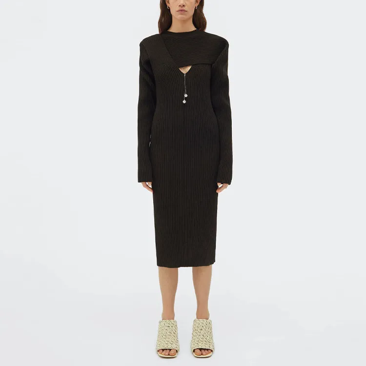 Bottega Veneta Long Sleeved Dresses Women's Black-1