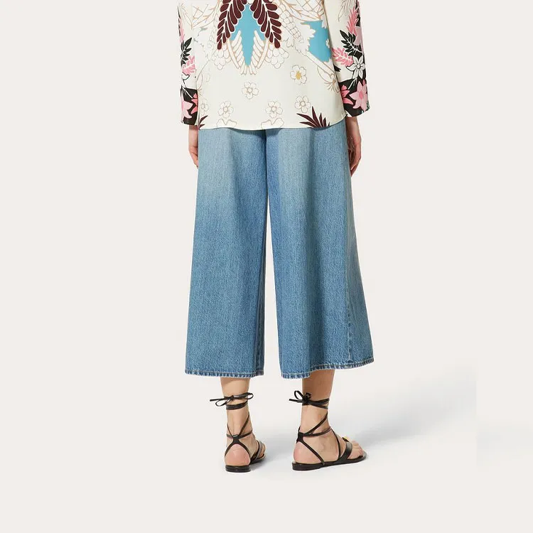Valentino SS21 Denim Dress Pants Women's Blue-3