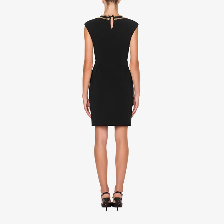 MOSCHINO Logo Chain Necklace Sleeveless Dress-2
