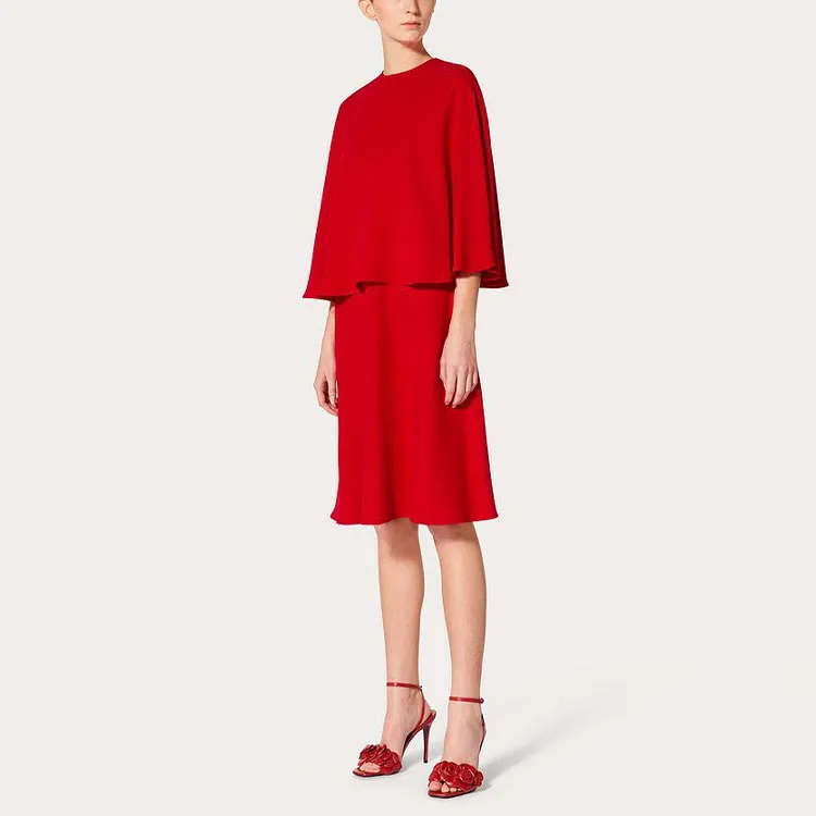 Valentino Long-Sleeved Dresses Women's Red-3