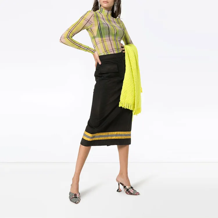 Calvin Klein High Waist Reflective Stripe Midi Skirt-1