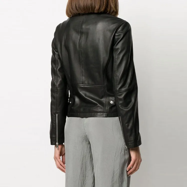 EMPORIO ARMANI Long Sleeved Zipped Biker Jacket-4