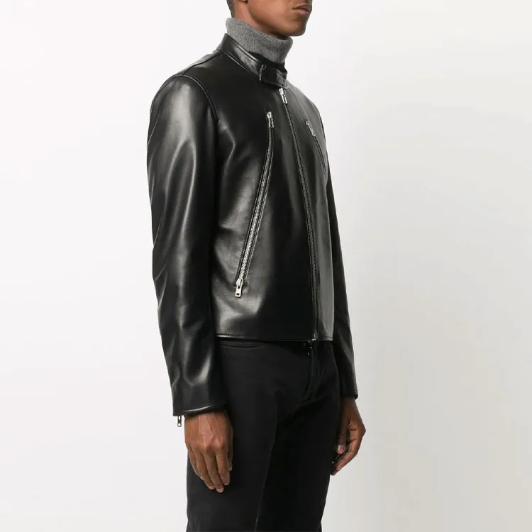 Maison Margiela Mock Neck Leather Jacket-3