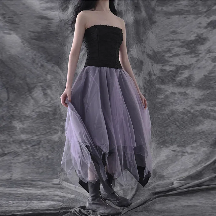 MARC LE BIHAN Casual Long Skirts Women's Black Purple-4